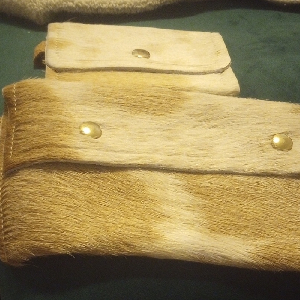 Brown and Cream Cowhide/Suede Clutch Set NWOT